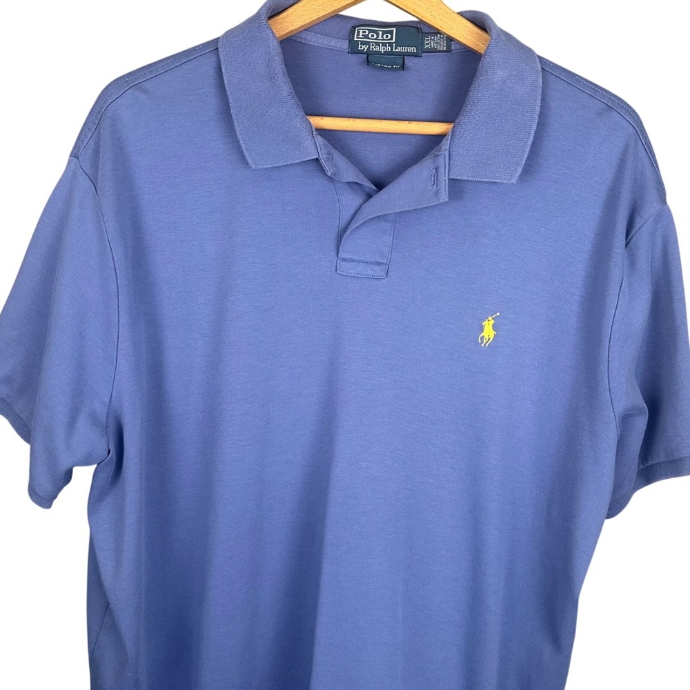 Polo Ralph Lauren Mens XXL Custom Fit Purple Short Sleeve Polo Shirt Yellow Pony